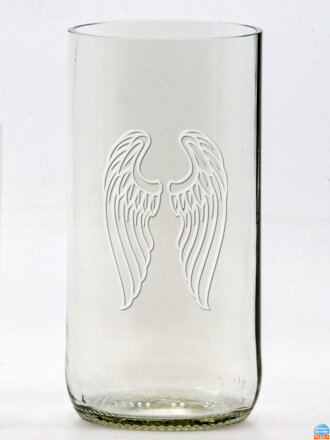 2 Stk. Öko-Gläser (aus einer Bierflasche) groß klar (13 cm, 6,5 cm) Engelsflügel