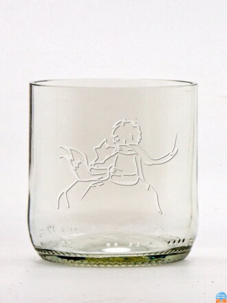 2 Stück Öko-Gläser (aus einer Bierflasche) klein klar (7 cm, 6,5 cm) Der kleine Prinz und der Fuchs