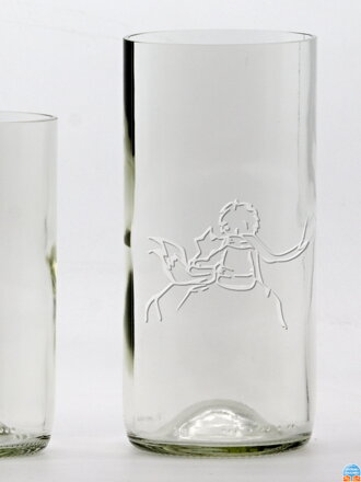 2 Stück Öko-Gläser (aus einer Weinflasche) groß klar (16 cm, 7,5 cm) Der kleine Prinz und der Fuchs