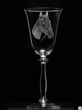 6x Weinglas Angela 250 ml Pferd Motiv - Hand graviertes Glas